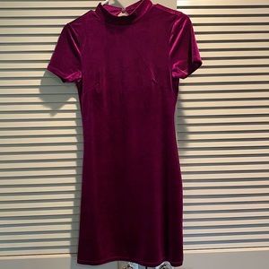 Deep purple crushed velvet backless dress